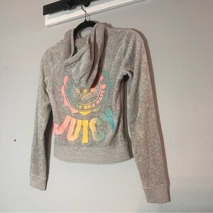 Vintage Juicy Couture Velour Full Zip Hooded Sweatshirt Gray Size P Small Y2K